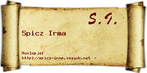Spicz Irma névjegykártya